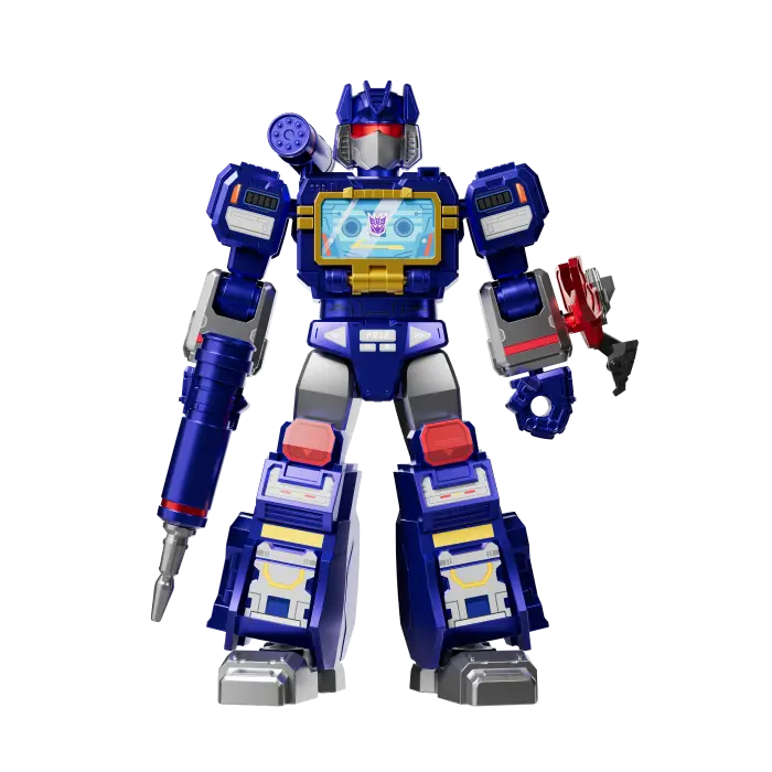 Soundwave character figure equipped with accessories for enhanced display options.