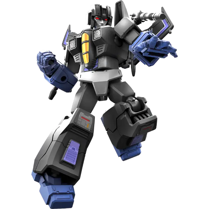 Skywarp figure in Blokees Galaxy Version line, known for its striking black and purple color scheme.