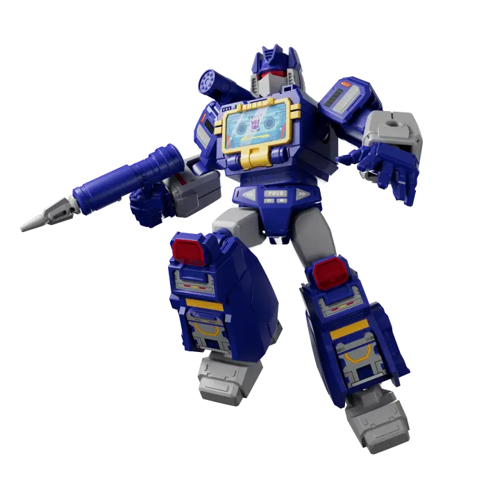 Soundwave character figure equipped with accessories for enhanced display options.