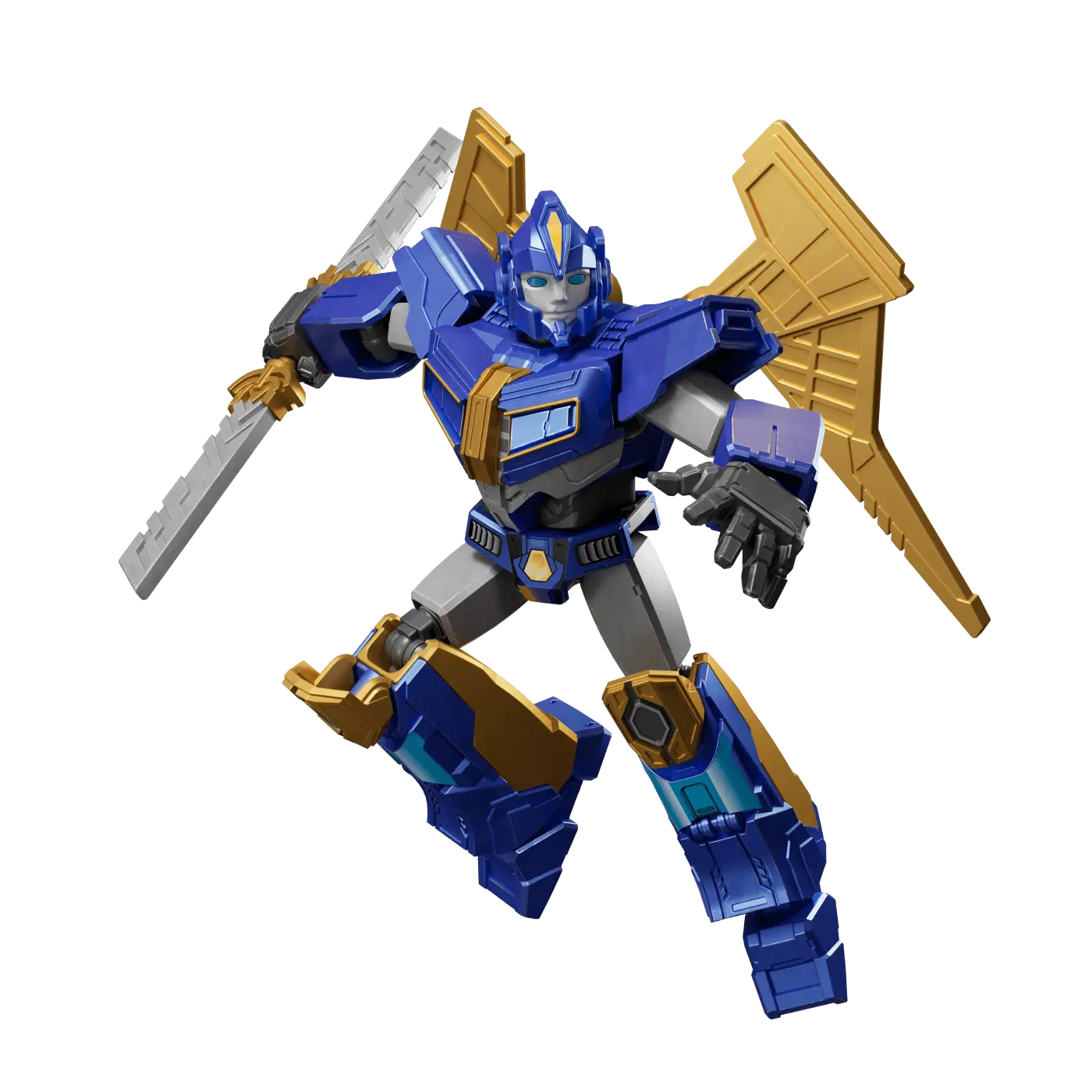 Galaxy Version Sentinel Prime figure posed with impressive articulation and accessories