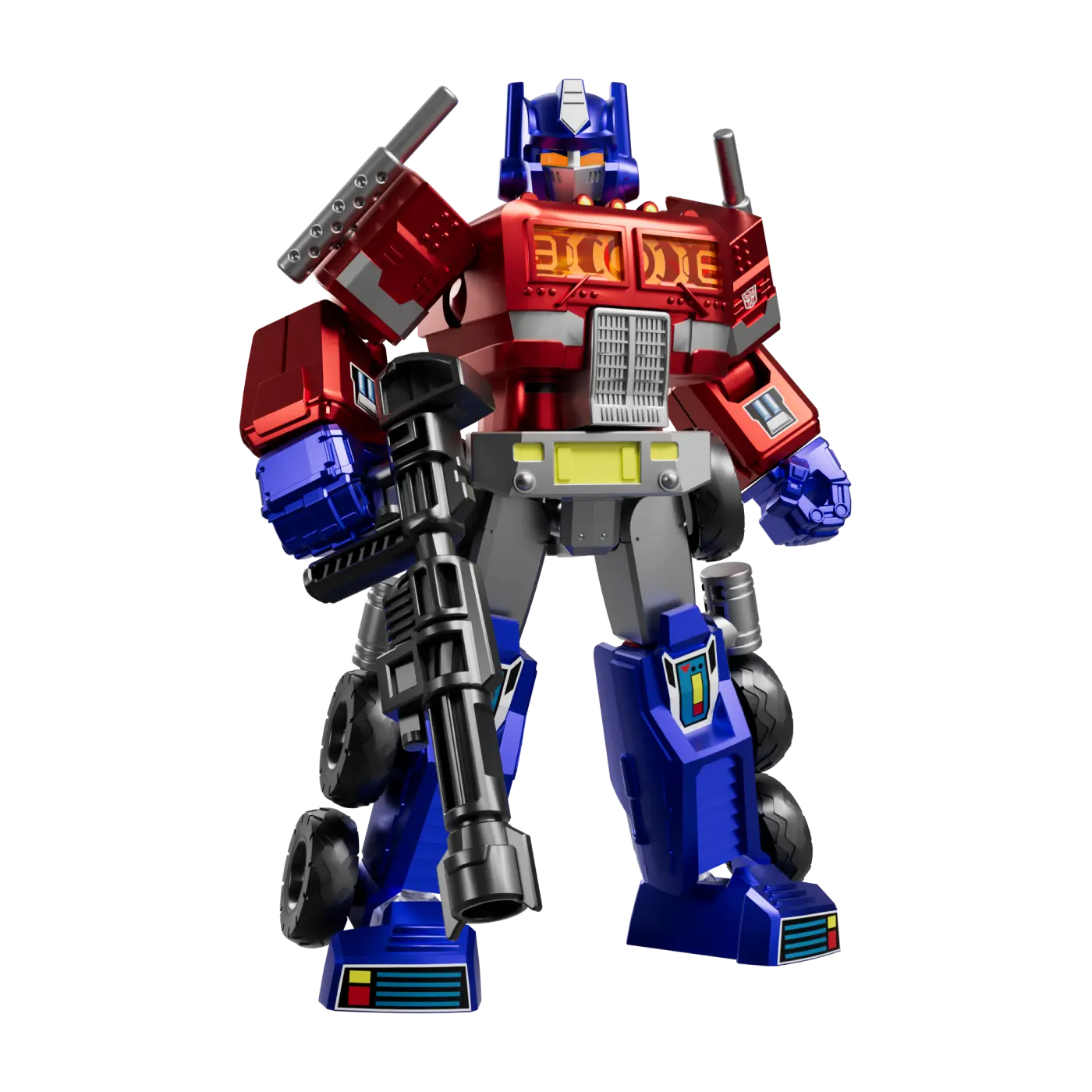 Optimus Prime from the Shining 1985 collection with detailed semi-truck alt mode and chest light.