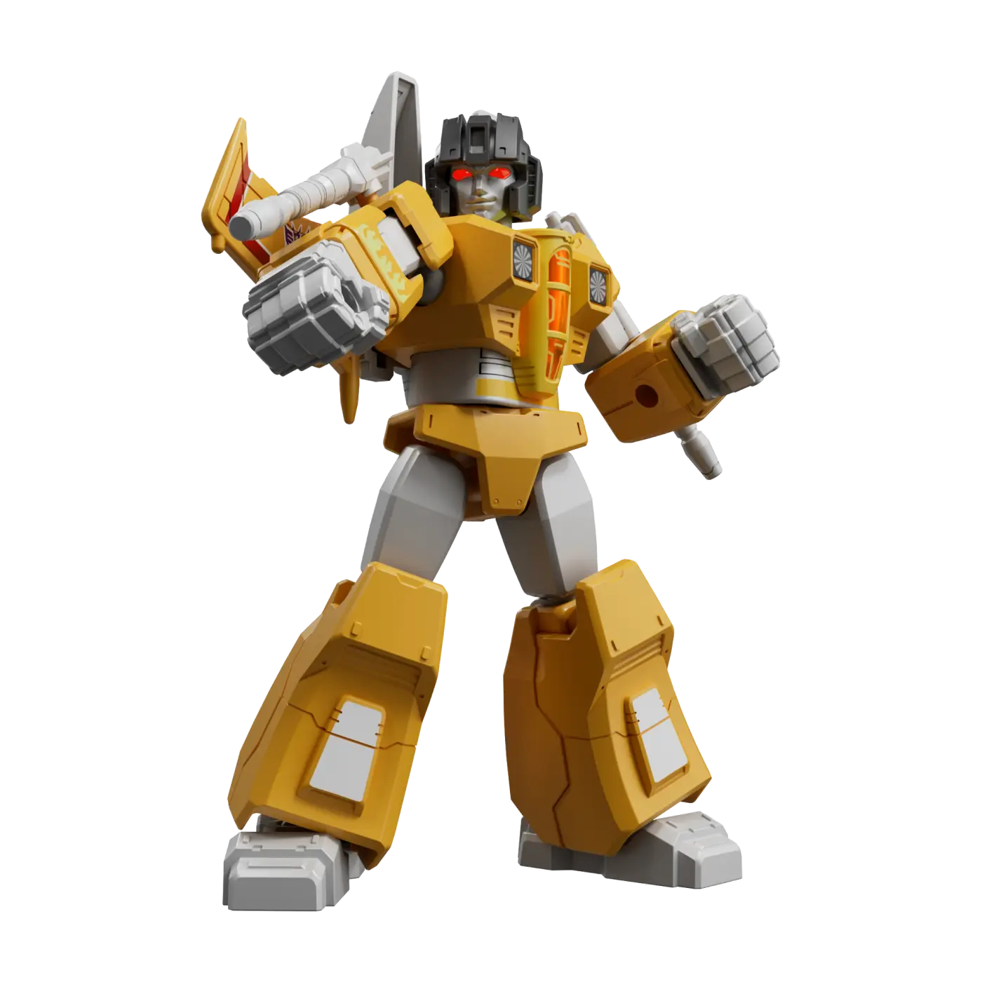 Sunstorm figure from the Transformers Shining Version, featuring unique glowing accents and bright yellow armor.