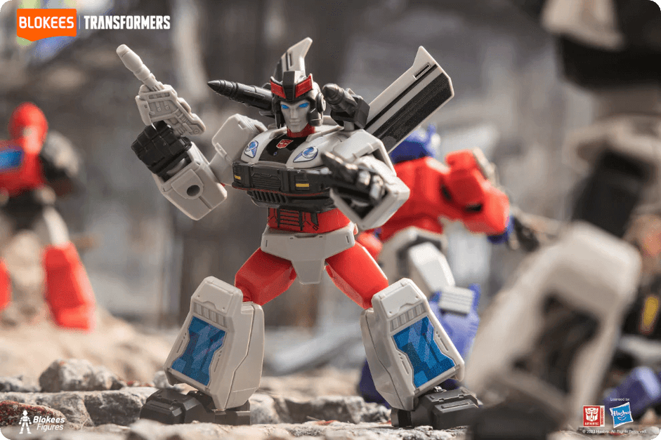 Bluestreak Galaxy Version figure from Blokees, detailed and vibrant for Transformers enthusiasts.