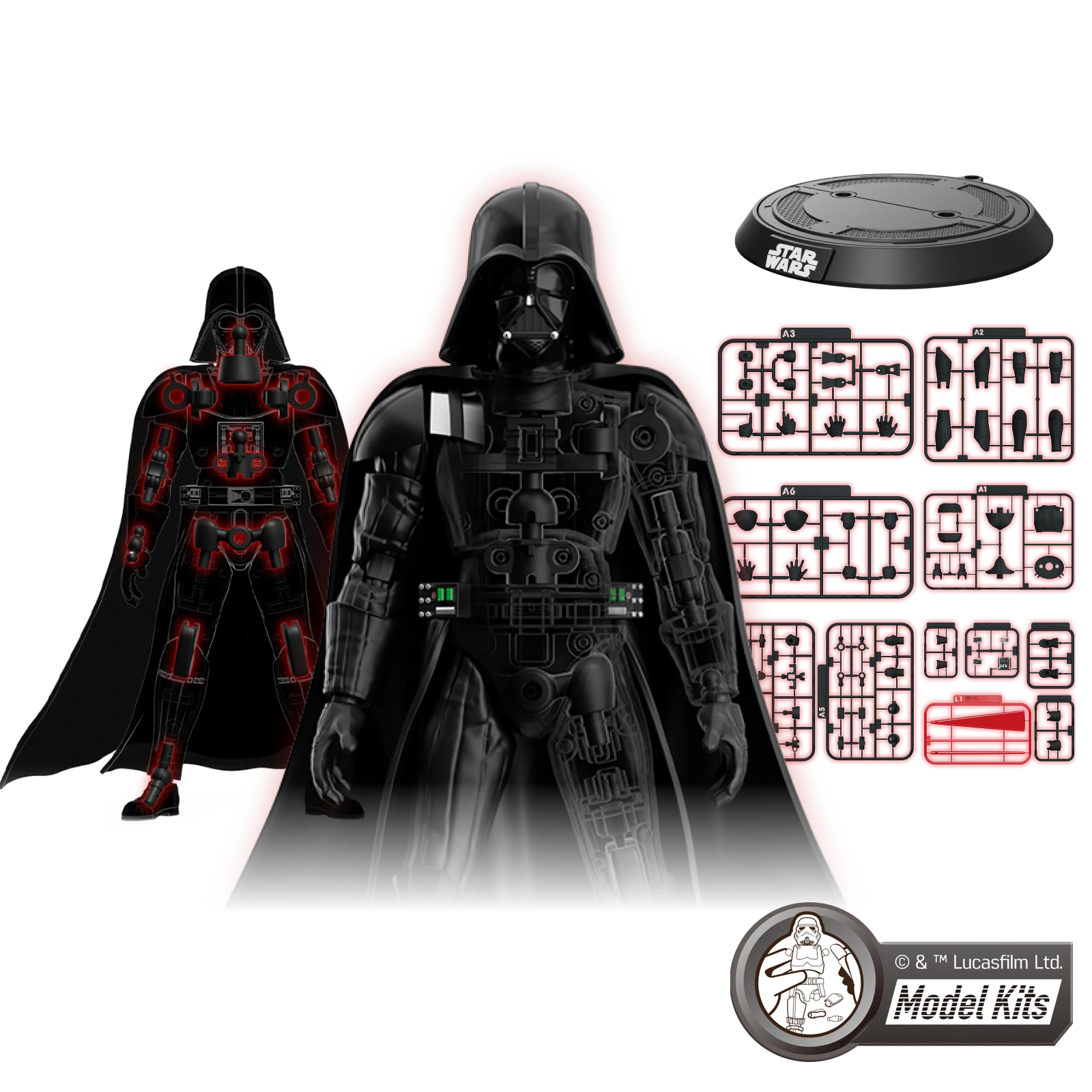 Schéma de construction et articulations du kit Blokees Dark Vador