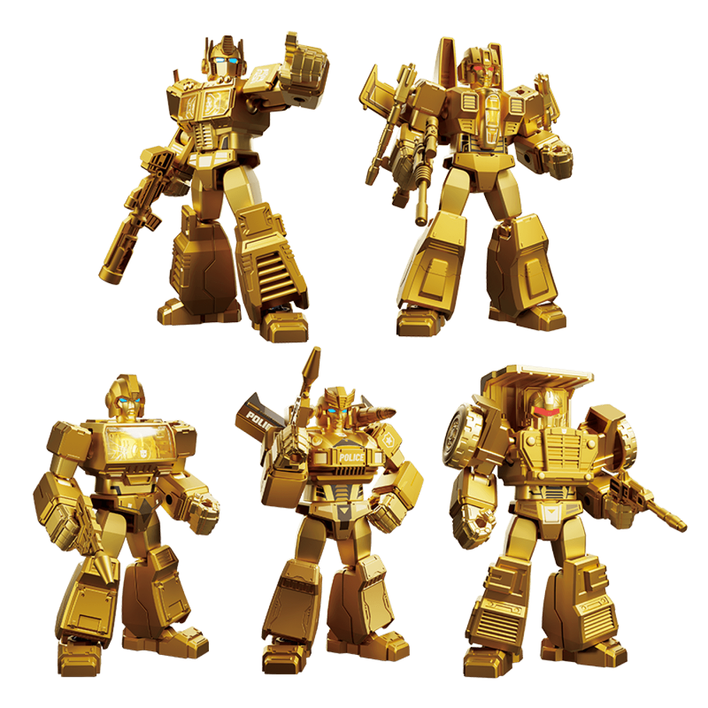 Limited edition Transformers 2024 figure: The Golden Lagoon version with intricate gold detailing and sleek design.